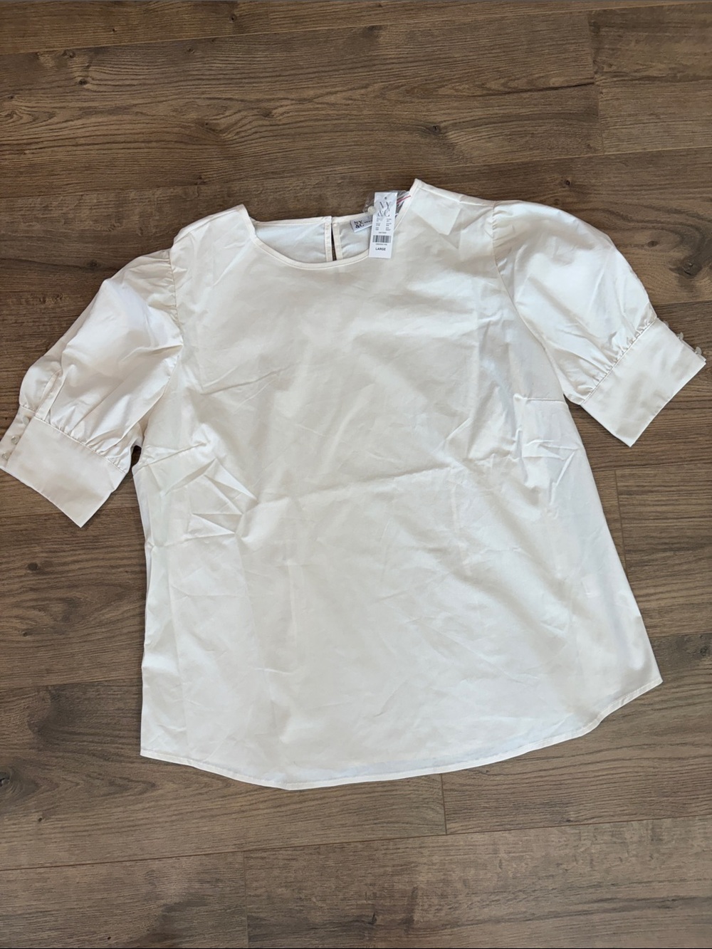 New York & Company Cream Puff Sleeve Blouse